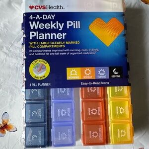 Health 4-A-Day Weekly Pill Planner with Easy Press N' Open Buttons